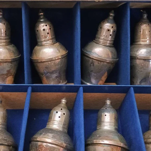 Vintage 8 glass lined Sterling Silver Salt and Pepper Shakers